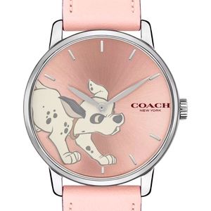 Retired Disney x Women's 101 Dalmatians Grand Pink Leather Strap Watch 40mm